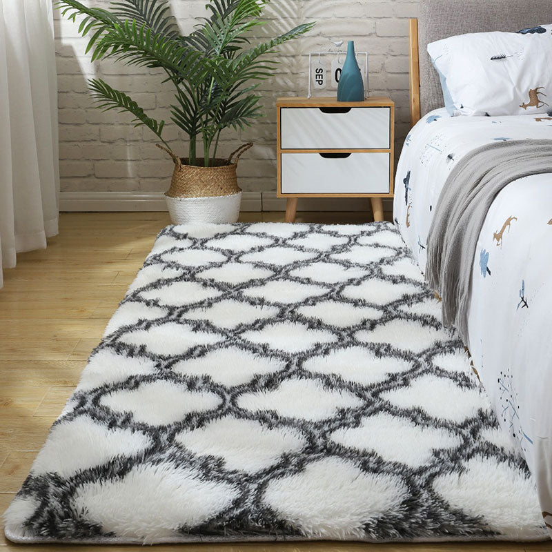 Fluffy Tie Dye Carpets For Bedroom Decor Modern Home Floor Mat Large Washable Nordica in the Living Room Soft White Shaggy Rug